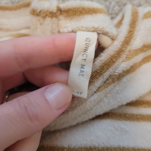 Quincy Mae Organic Cotton Terry Cloth Striped T-Shirt Size 4-5 Years - Picture 2 of 5